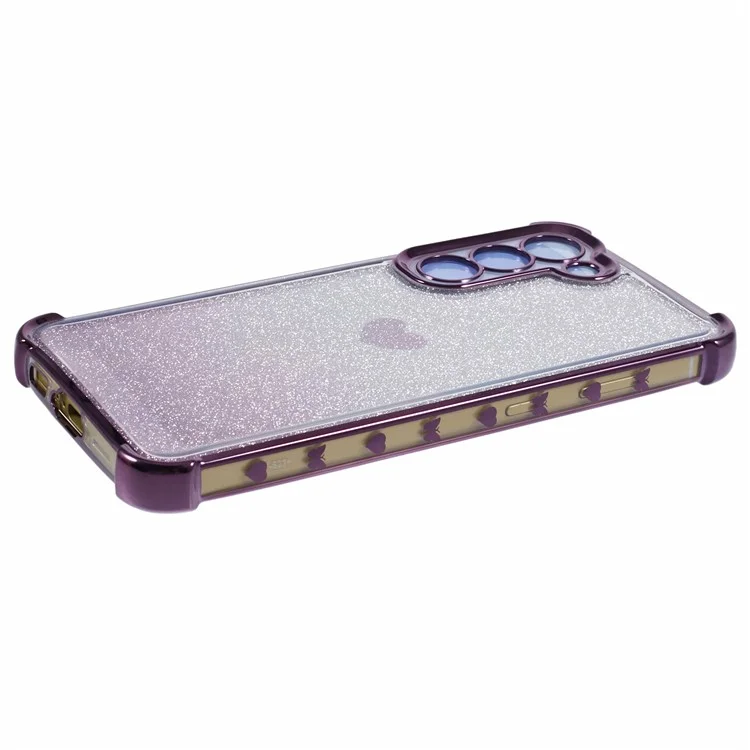 For Samsung Galaxy S23 Heart Pattern Drop Protection Phone Case TPU Glittery Powder Phone Cover - Dark Purple