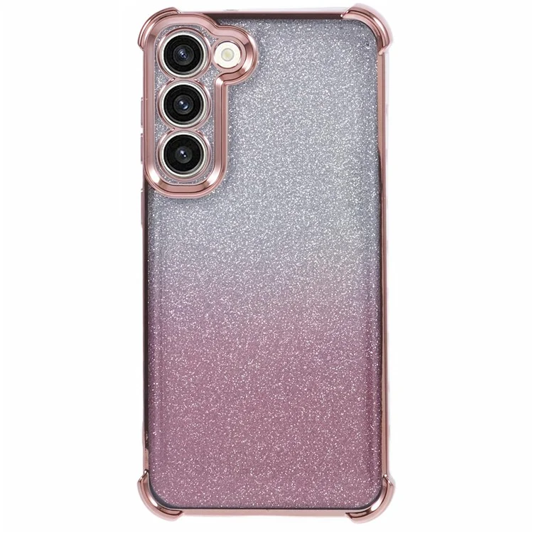 Pour Samsung Galaxy S23 Case TPU Glitter Gradient Phone Cover Love Heart Pattern Frame - Rose