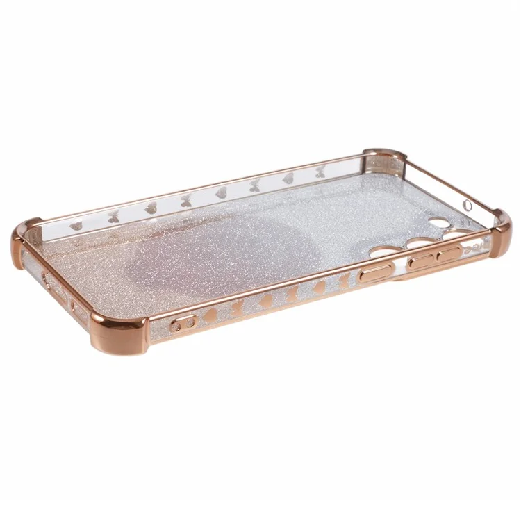 For Samsung Galaxy S23 Case Bling Gradient TPU Phone Cover with Kickstand / Cosmetic Mirror - Gold