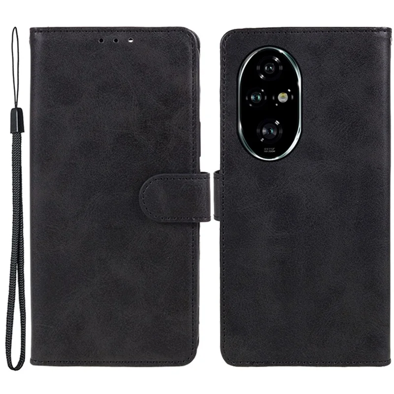 For Honor 200 Pro 5G Wallet Case Calf Texture Leather Phone Cover - Schwarz