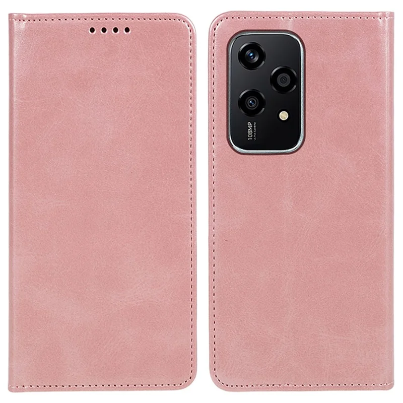 For Honor 200 Lite Phone Case Calf Texture Leather Wallet Cover Magnetic Closing - Rose Gold