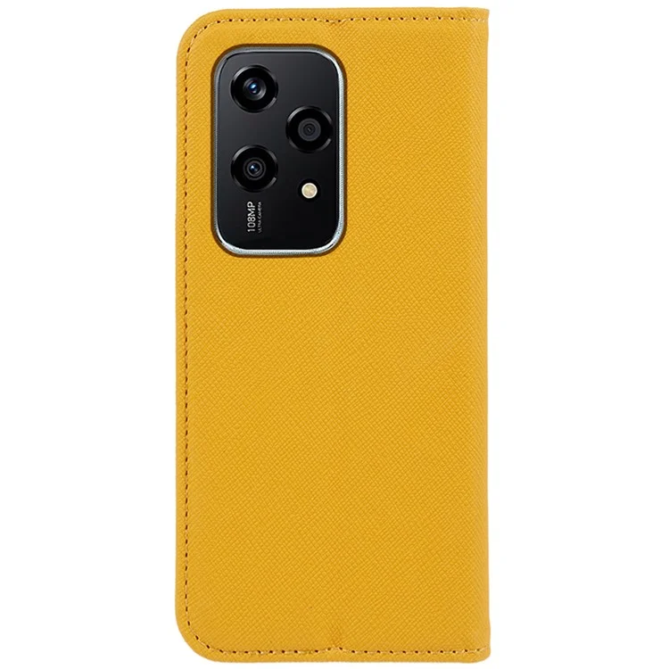 For Honor 200 Lite Case Cross Texture Magnetic Closing Leather Phone Wallet Cover - Gelb