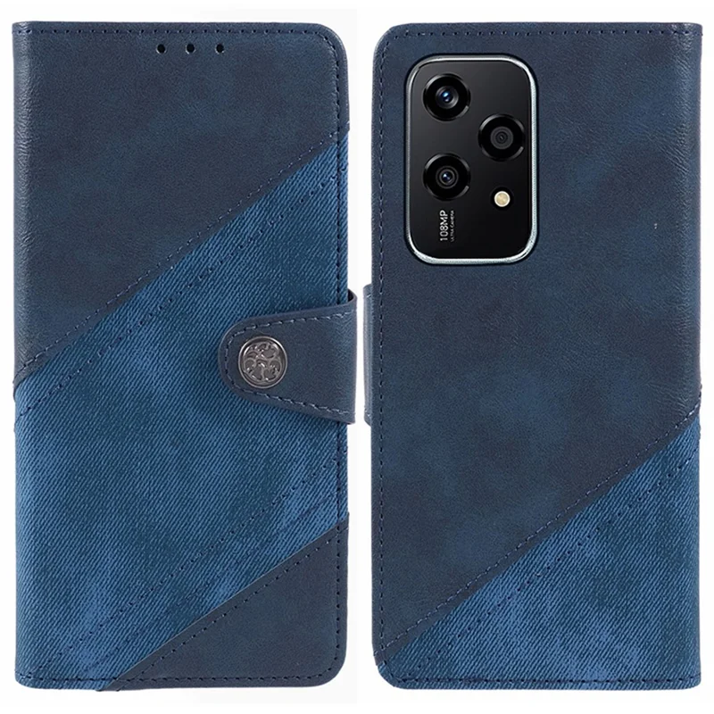 For Honor 200 Lite Case Wallet Leather Splicing Phone Cover Crazy Horse Texture - Dark Blue