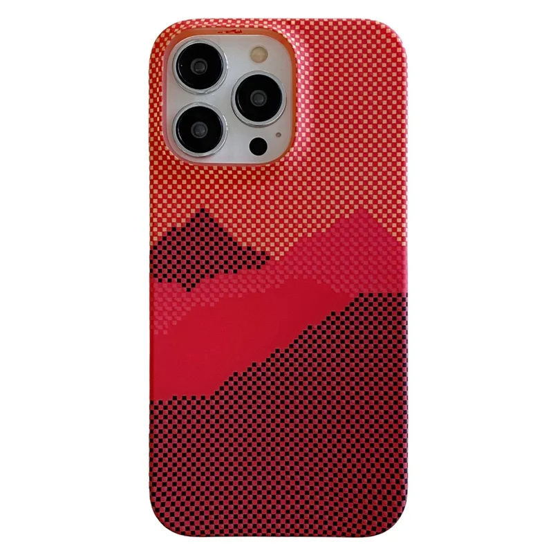 For iPhone 14 Pro Max Case Water Transfer Printing Anti-Fall Luminous PC Phone Cover - Orange Mountain