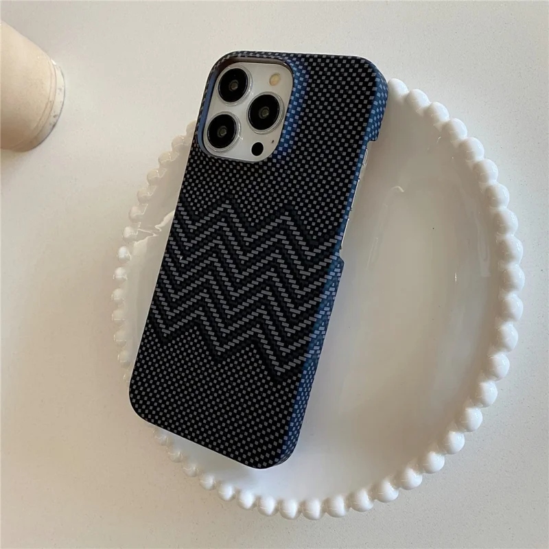For iPhone 14 Pro Max Case Water Transfer Printing Anti-fall Luminous PC Phone Cover - Black Wave