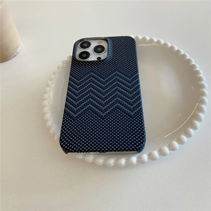 For iPhone 14 Pro Max Case Water Transfer Printing Anti-fall Luminous PC Phone Cover - Black Wave