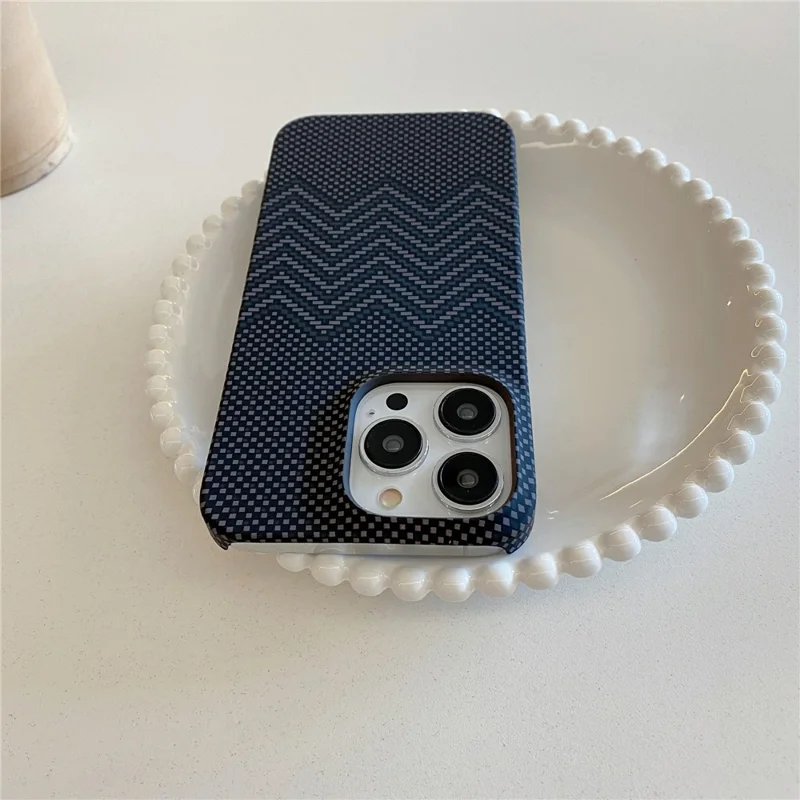For iPhone 14 Pro Max Case Water Transfer Printing Anti-fall Luminous PC Phone Cover - Black Wave