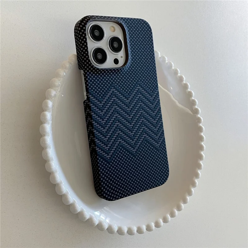 For iPhone 14 Pro Max Case Water Transfer Printing Anti-fall Luminous PC Phone Cover - Black Wave