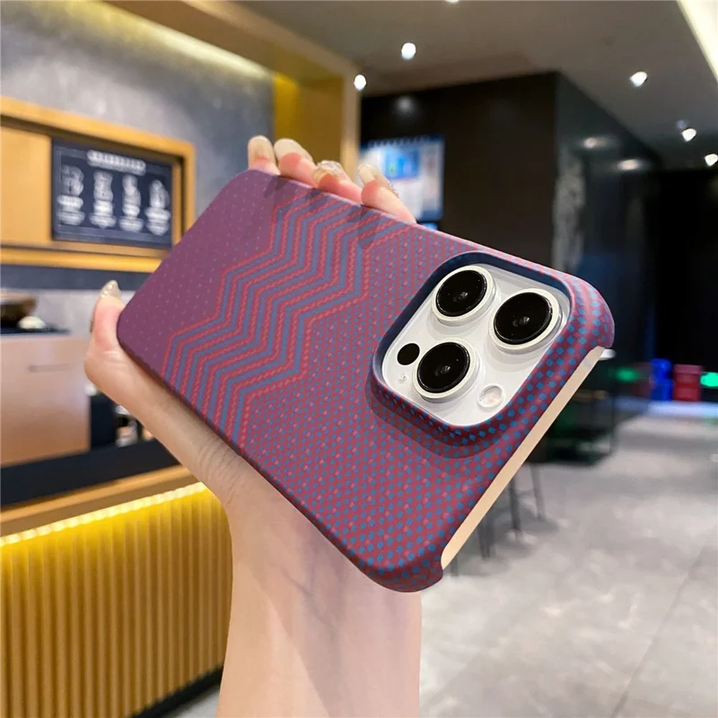 For iPhone 14 Pro Max Case Water Transfer Printing Anti-Fall Luminous PC Phone Cover - Wine Red Wave