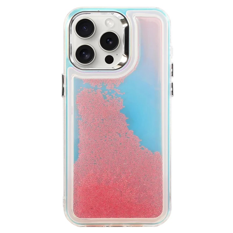 For iPhone 14 Pro Cell Phone Cover Flowing Beads PC+TPU Shockproof Case - Pink
