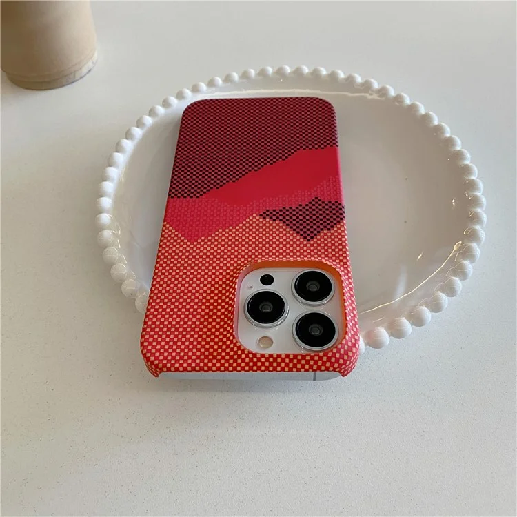 Per iPhone 13 Pro Mobile Phone Case Stylish Pattern Luminous Anti-Drop PC Phone Cover - Orange Mountain