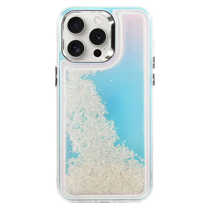 For iPhone 13 Pro Cell Phone Cover Flowing Beads PC+TPU Back Case - White