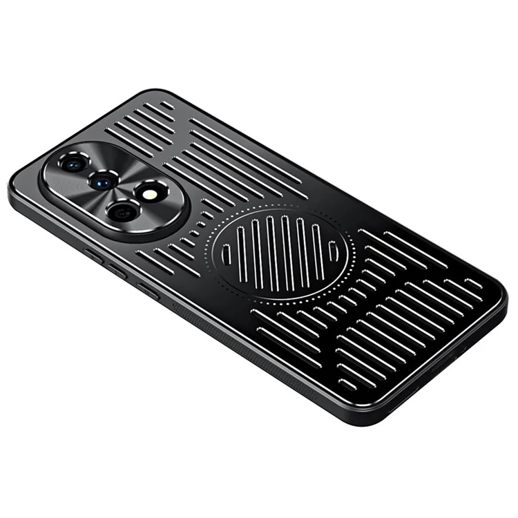 Para o Huawei nova 12 5G Capa de Telefone Caso TPU+Alumínio Dissipação de Calor Tampa Traseira - Preto