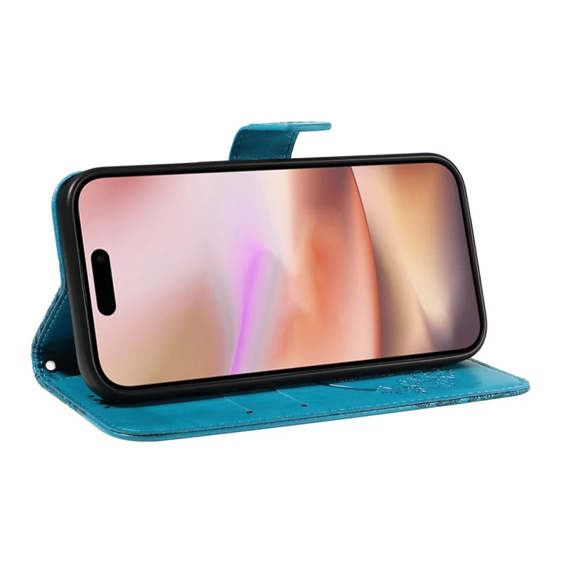 For iPhone 16 Plus Leather Case Butterfly Pattern Wallet Card Slots Phone Cover - Blue