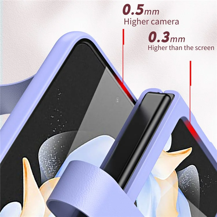 Para Samsung Galaxy Z Flip6 5G / Z Flip5 5G Capa em Couro PU + Capa de Telefone PC com Alça de Aperto - Roxo