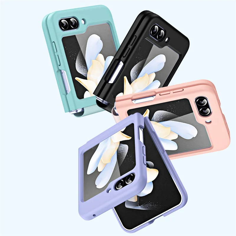 For Samsung Galaxy Z Flip7 FE 5G / Z Flip6 5G / Z Flip5 5G Hard PC Phone Case Retractable Strap Hinge Protection Phone Cover - Purple