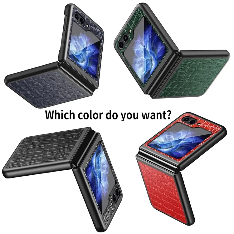 Pour Samsung Galaxy Z Flip6 5G / Z Flip5 5G Étui Crocodile Texture Cuir PU Coque Arrière - Noir