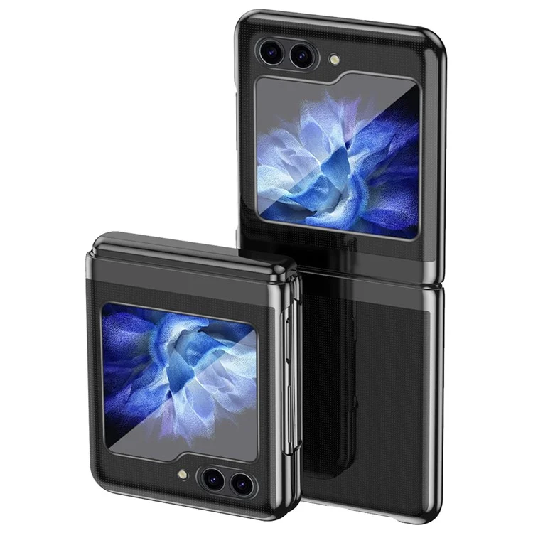 Para Samsung Galaxy Z Flip6 5G / Z Flip5 5G Funda Transparente PC Electrochapado Funda Dura para Teléfono - Negro