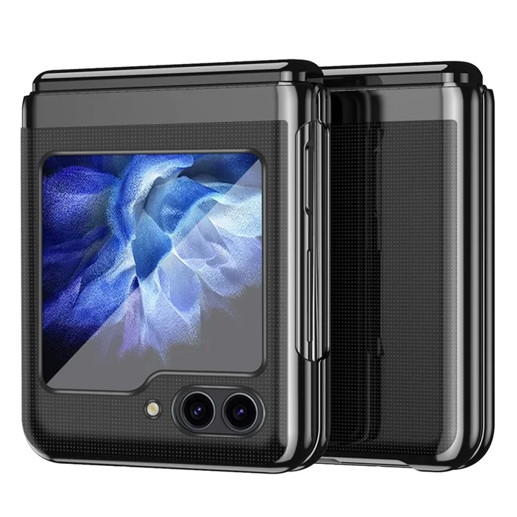 Para Samsung Galaxy Z Flip6 5G / Z Flip5 5G Funda Transparente PC Electrochapado Funda Dura para Teléfono - Negro