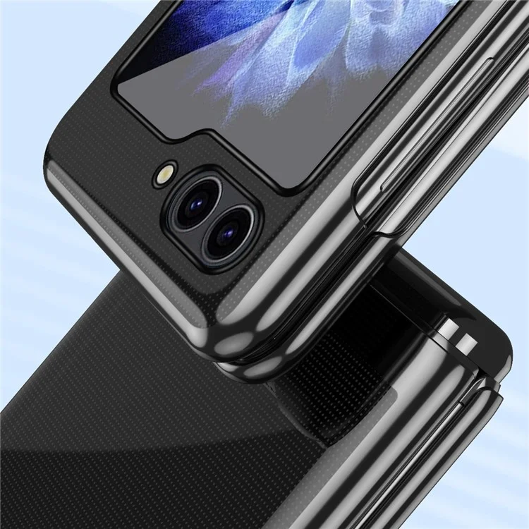 Para Samsung Galaxy Z Flip6 5G / Z Flip5 5G Funda Transparente PC Electrochapado Funda Dura para Teléfono - Negro