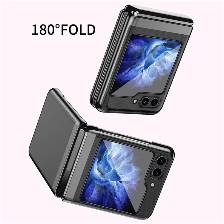 Para Samsung Galaxy Z Flip6 5G / Z Flip5 5G Funda Transparente PC Electrochapado Funda Dura para Teléfono - Negro