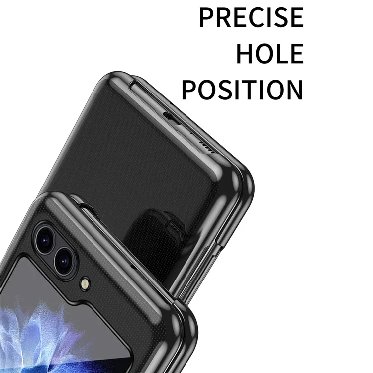 Para Samsung Galaxy Z Flip6 5G / Z Flip5 5G Funda Transparente PC Electrochapado Funda Dura para Teléfono - Negro
