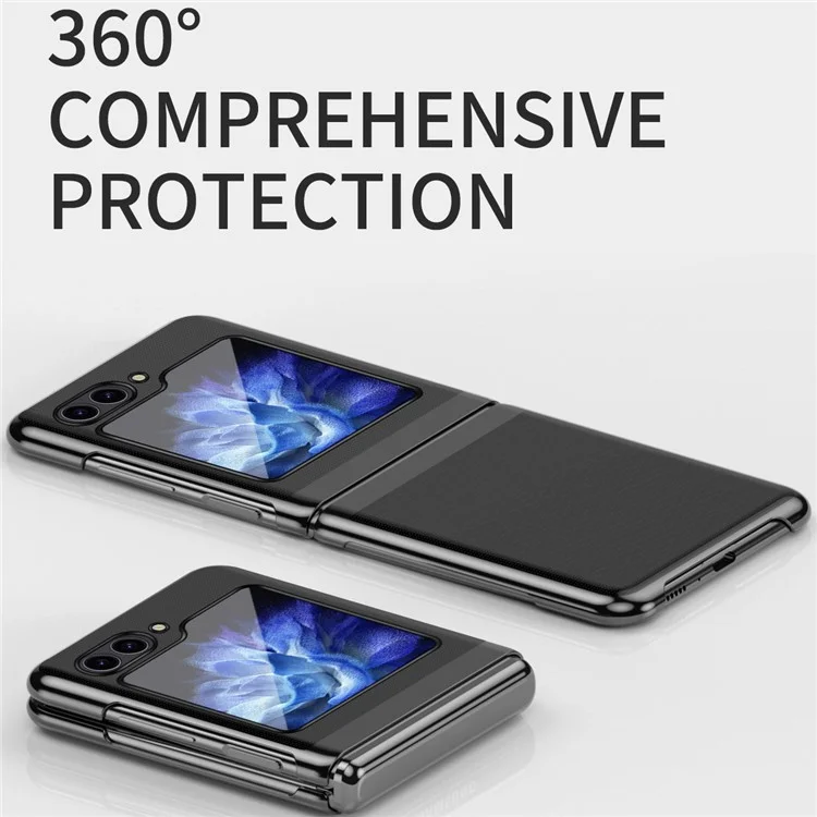 Para Samsung Galaxy Z Flip6 5G / Z Flip5 5G Funda Transparente PC Electrochapado Funda Dura para Teléfono - Negro