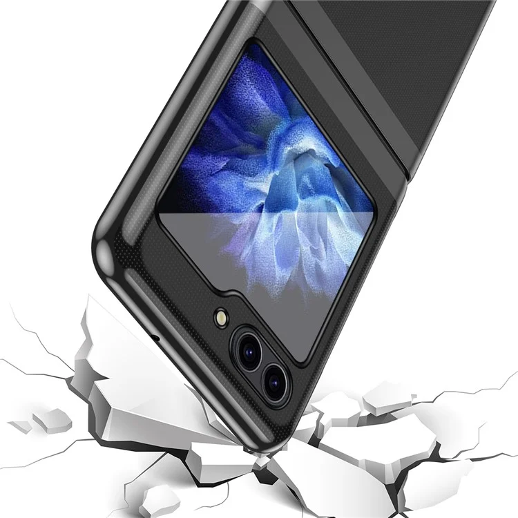 Para Samsung Galaxy Z Flip6 5G / Z Flip5 5G Funda Transparente PC Electrochapado Funda Dura para Teléfono - Negro