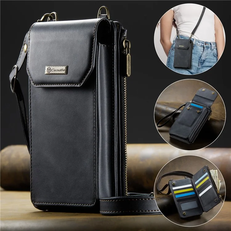 CASEME Me40 4.0-7.3 inch Vertical Phone Bag PU Leather RFID Blocking Crossbody Bag Handbag - Nero