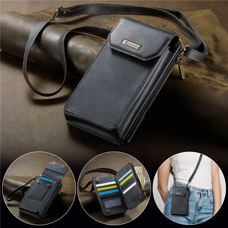 CASEME Me40 4.0-7.3 inch Vertical Phone Bag PU Leather RFID Blocking Crossbody Bag Handbag - Nero