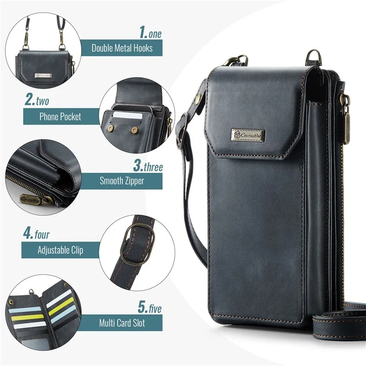 CASEME Me40 4.0-7.3 inch Vertical Phone Bag PU Leather RFID Blocking Crossbody Bag Handbag - Nero