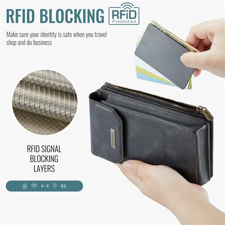CASEME Me40 4.0-7.3 inch Vertical Phone Bag PU Leather RFID Blocking Crossbody Bag Handbag - Nero