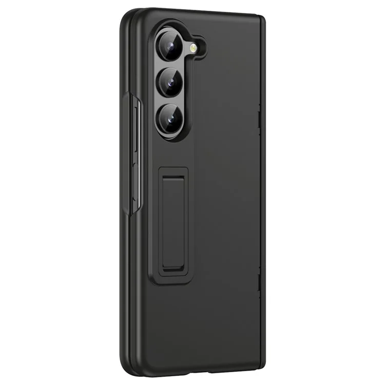 For Samsung Galaxy Z Fold6 5G Case Hard PC Anti-Drop Phone Cover with Kickstand - Black