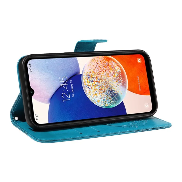 For Samsung Galaxy A15 4G / 5G Case PU Leather Flip Imprinted Butterfly Phone Cover with Wallet - Blue