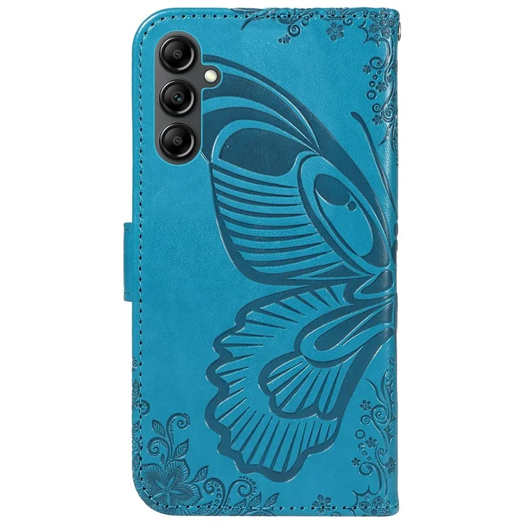 For Samsung Galaxy A15 4G / 5G Case PU Leather Flip Imprinted Butterfly Phone Cover with Wallet - Blue
