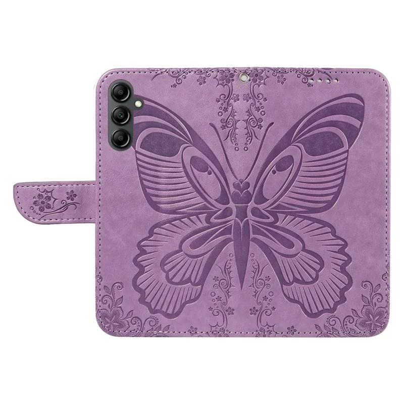 For Samsung Galaxy A15 4G / 5G Case PU Leather Flip Imprinted Butterfly Phone Cover with Wallet - Light Purple