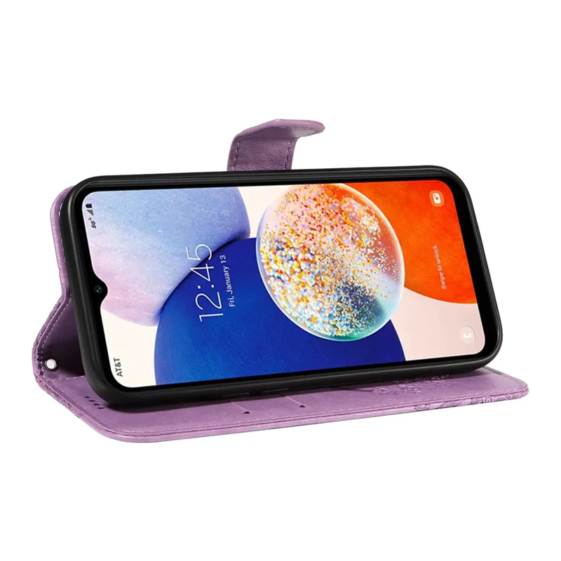 For Samsung Galaxy A15 4G / 5G Case PU Leather Flip Imprinted Butterfly Phone Cover with Wallet - Light Purple