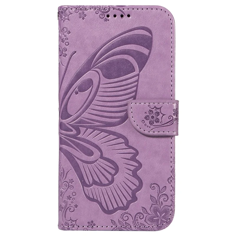 For Samsung Galaxy A15 4G / 5G Case PU Leather Flip Imprinted Butterfly Phone Cover with Wallet - Light Purple
