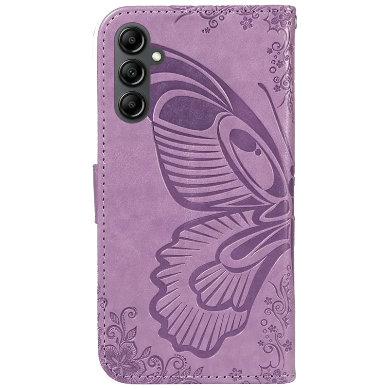 For Samsung Galaxy A15 4G / 5G Case PU Leather Flip Imprinted Butterfly Phone Cover with Wallet - Light Purple