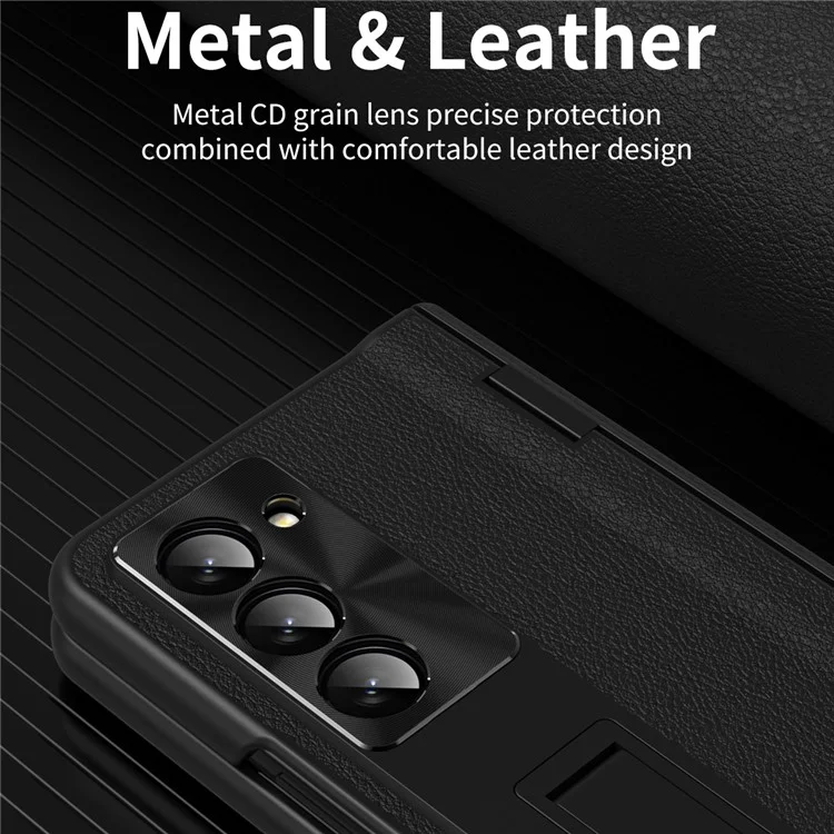 For Samsung Galaxy Z Fold6 5G Kickstand Cover PU Leather+PC Phone Case with Front Screen Film - Green