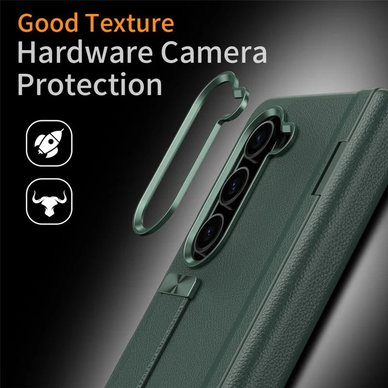 Per Samsung Galaxy Z Fold6 5G custodia con supporto anti-caduta in PC rigido - Verde