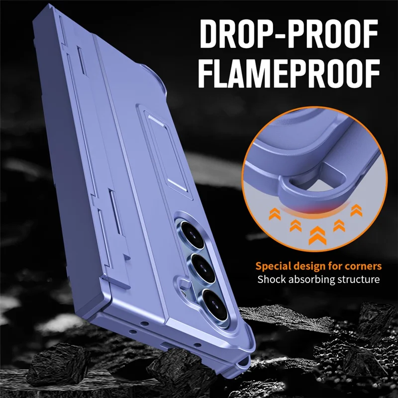 For Samsung Galaxy Z Fold6 5G Case Kickstand Hard PC Phone Cover with Stylus - Purple