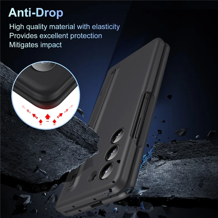 For Samsung Galaxy Z Fold6 5G Case Hard PC Phone Cover with Stylus and Tempered Glass Film - Black