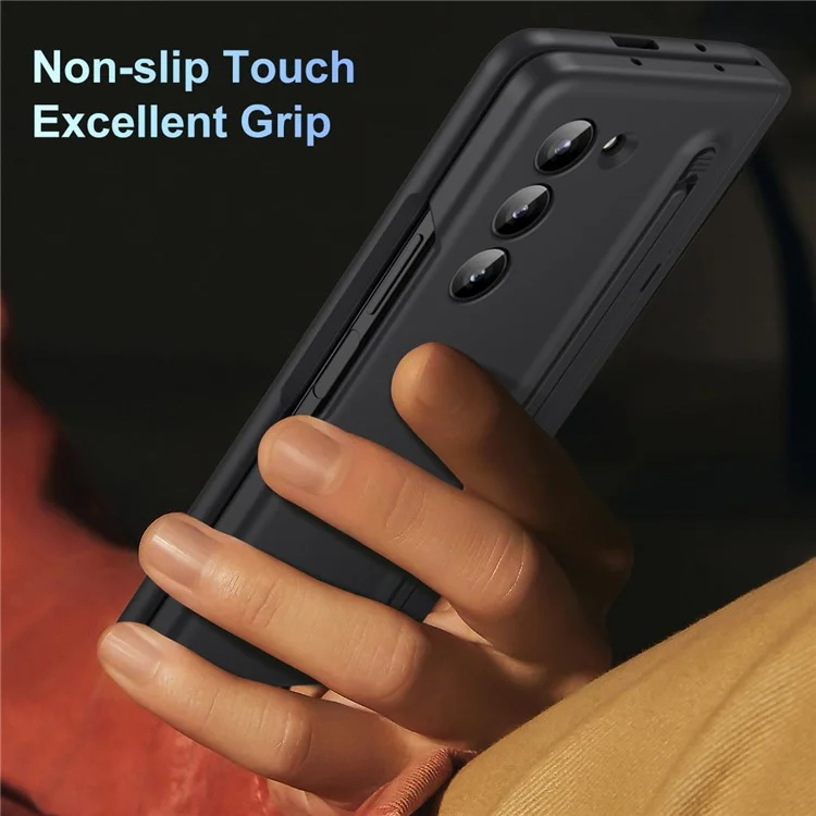 For Samsung Galaxy Z Fold6 5G Case Hard PC Phone Cover with Stylus and Tempered Glass Film - Black