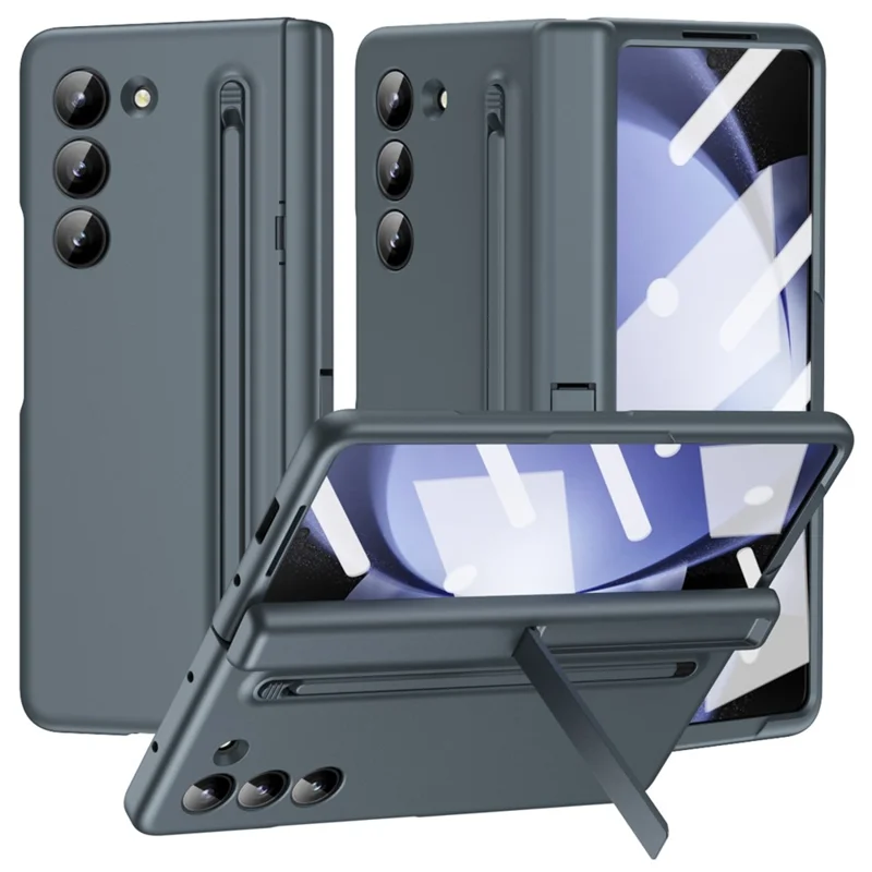 Para Samsung Galaxy Z Fold6 5G Funda Dura de PC Carcasa de Teléfono con Stylus y Película de Vidrio Templado - Gris Verde