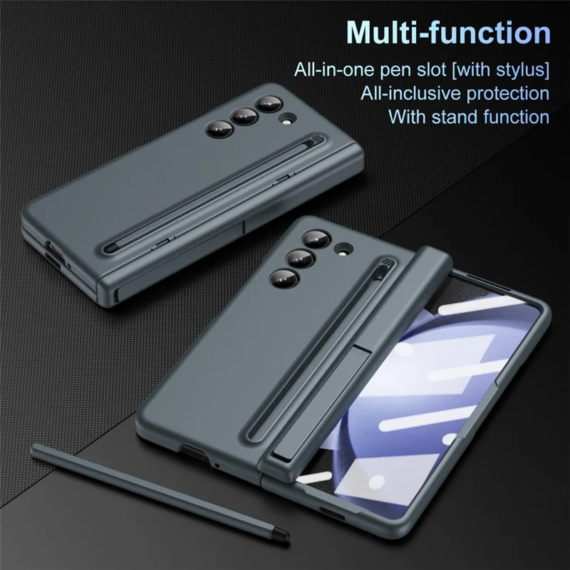 Para Samsung Galaxy Z Fold6 5G Funda Dura de PC Carcasa de Teléfono con Stylus y Película de Vidrio Templado - Gris Verde