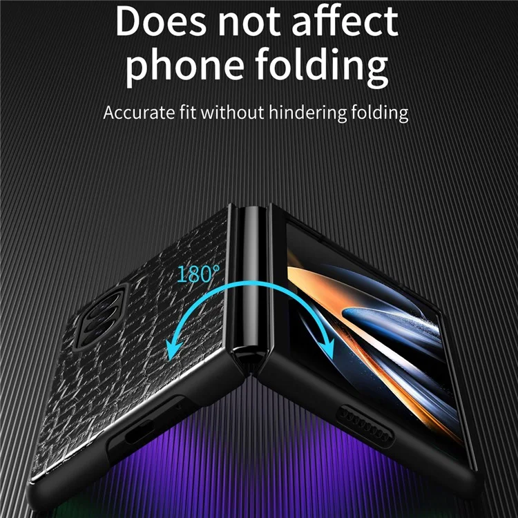Para Samsung Galaxy Z Fold6 5G Case Crocodile Texture Leather Coated PC Hard Phone Cover - Preto
