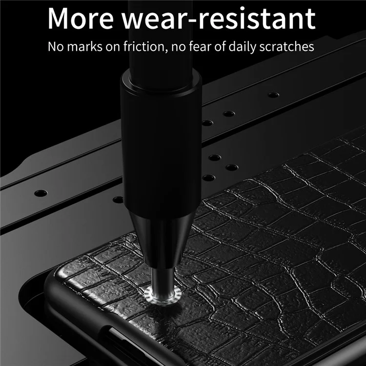 Para Samsung Galaxy Z Fold6 5G Case Crocodile Texture Leather Coated PC Hard Phone Cover - Preto