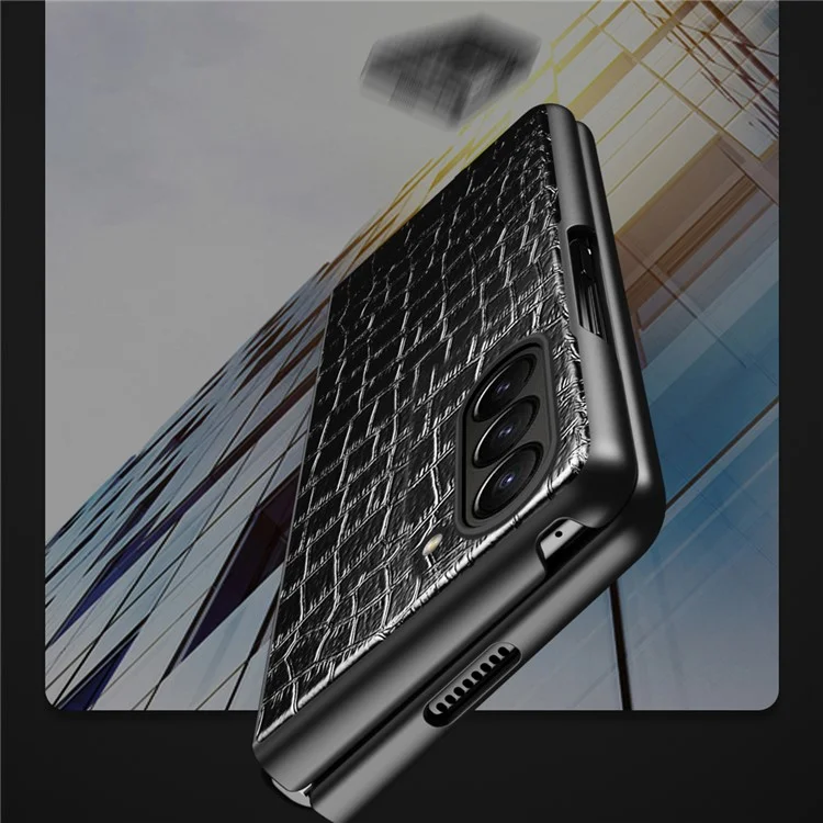 Para Samsung Galaxy Z Fold6 5G Case Crocodile Texture Leather Coated PC Hard Phone Cover - Preto