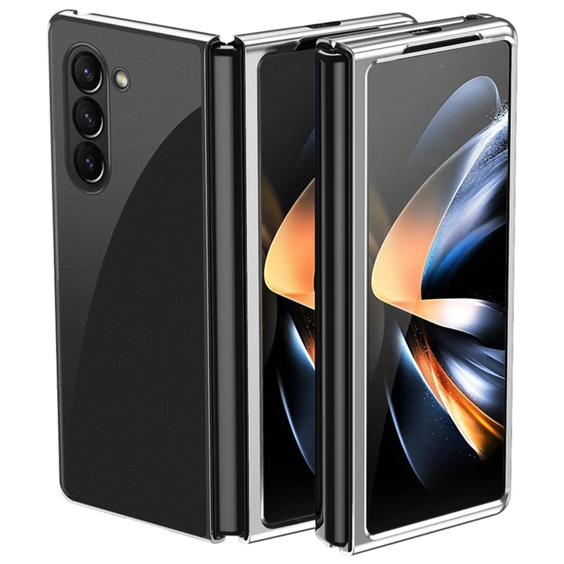 Für Samsung Galaxy Z Fold6 5G Hülle Klar PC Elektro-Beschichtung Harte Handyhülle - Silber